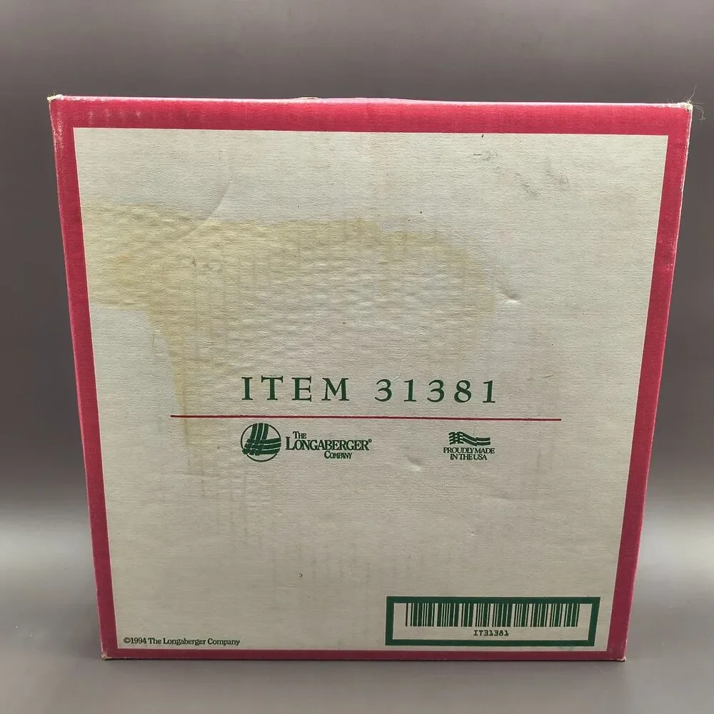 Vintage 1994 Longaberger Pottery Traditional Holly 10” Pie Plate 31381 Unused